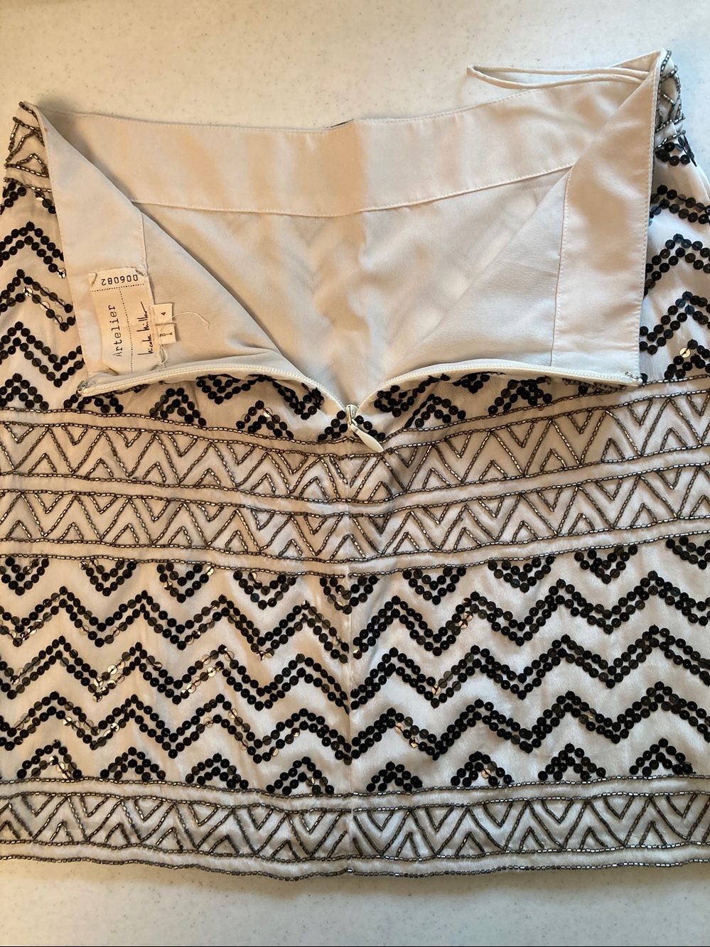Artelier Black & Beige Zigzag Beaded Mini Skirt - Picture 7 of 7